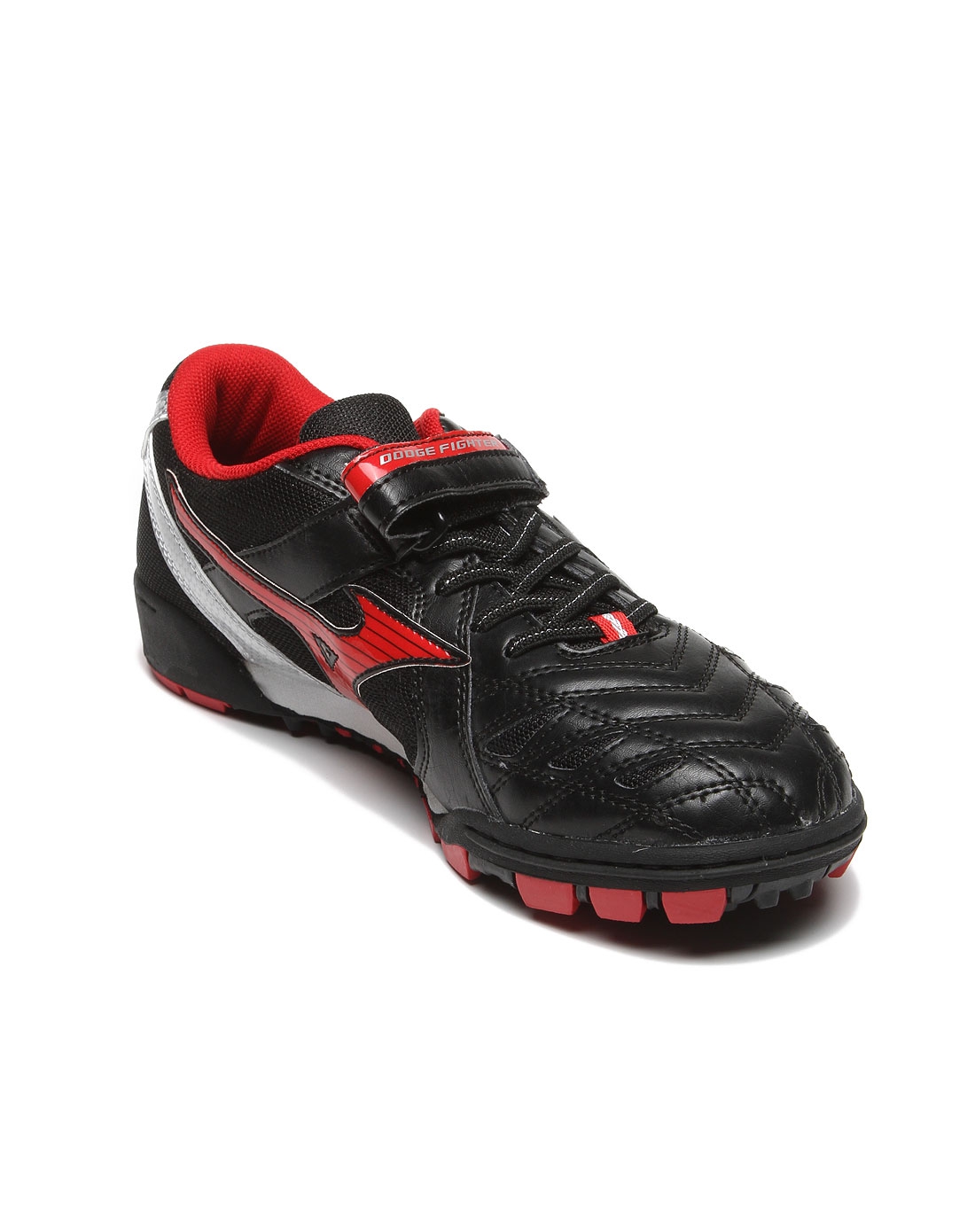 青少年舒适透气轻盈耐磨黑配红色运动鞋-唯品