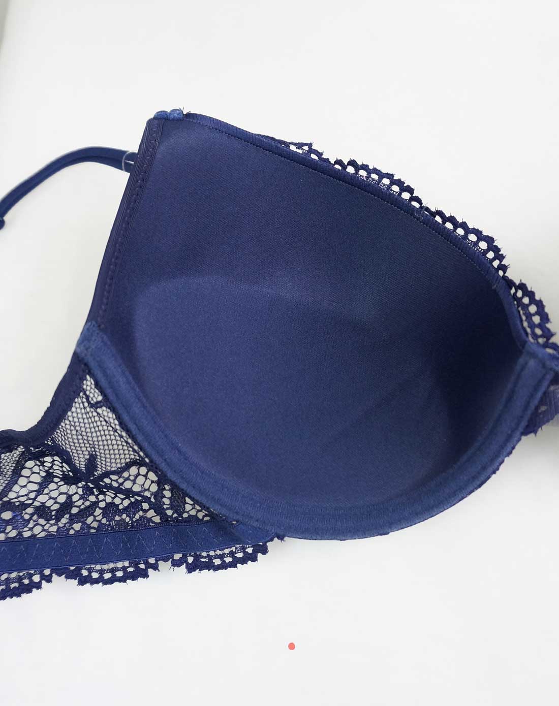 宝石蓝色蕾丝花边3/4<em>上薄下厚杯文胸</em>-唯品会P