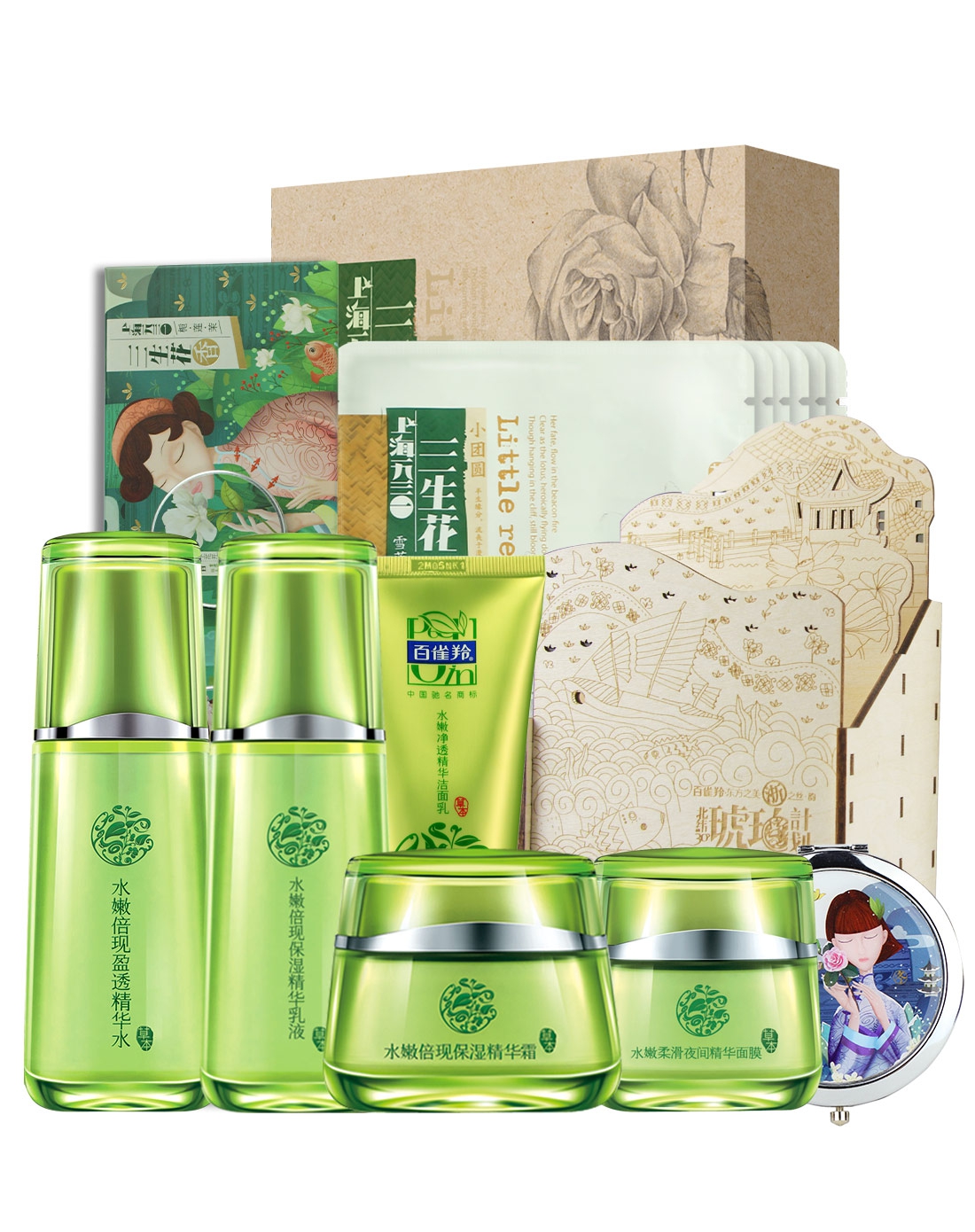 百雀羚水嫩草本五件套-唯品会Pad版