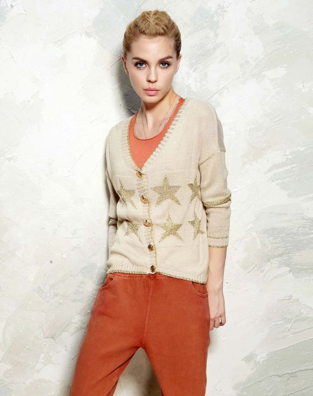 漂浮森林 春装织布金线<em>星星</em>针织<em>开衫</em>-唯品会P