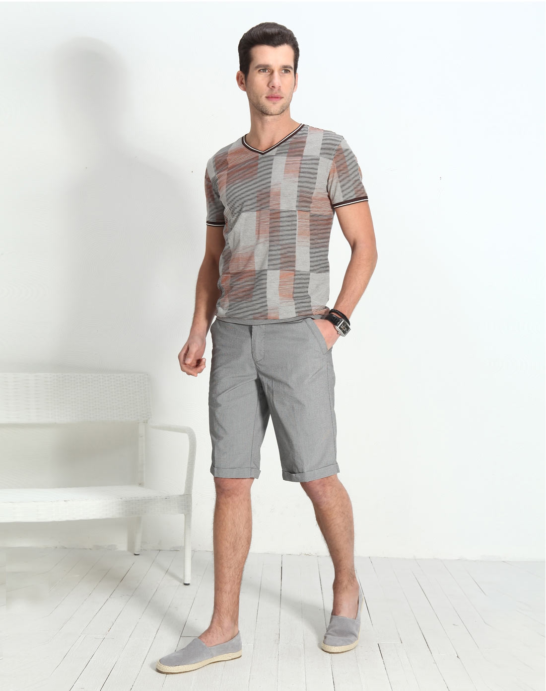 劲霸K-BOXING男装专场橙色短袖丝光棉T恤-唯