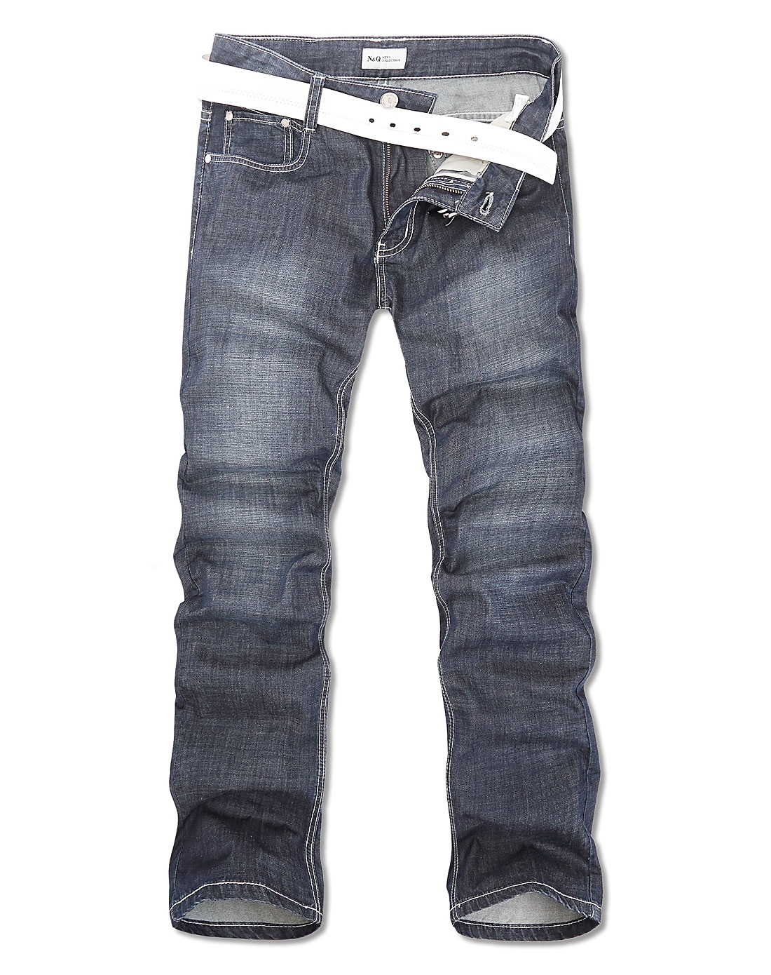 诺奇N&Q男装专场蓝色韩版修身蓝色牛仔裤中
