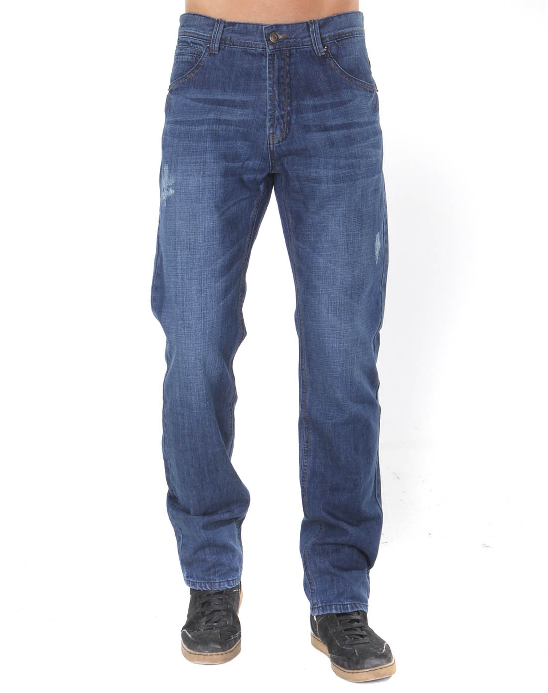 赛纳Cebrau男装专场男款牛仔蓝色纯棉直筒牛