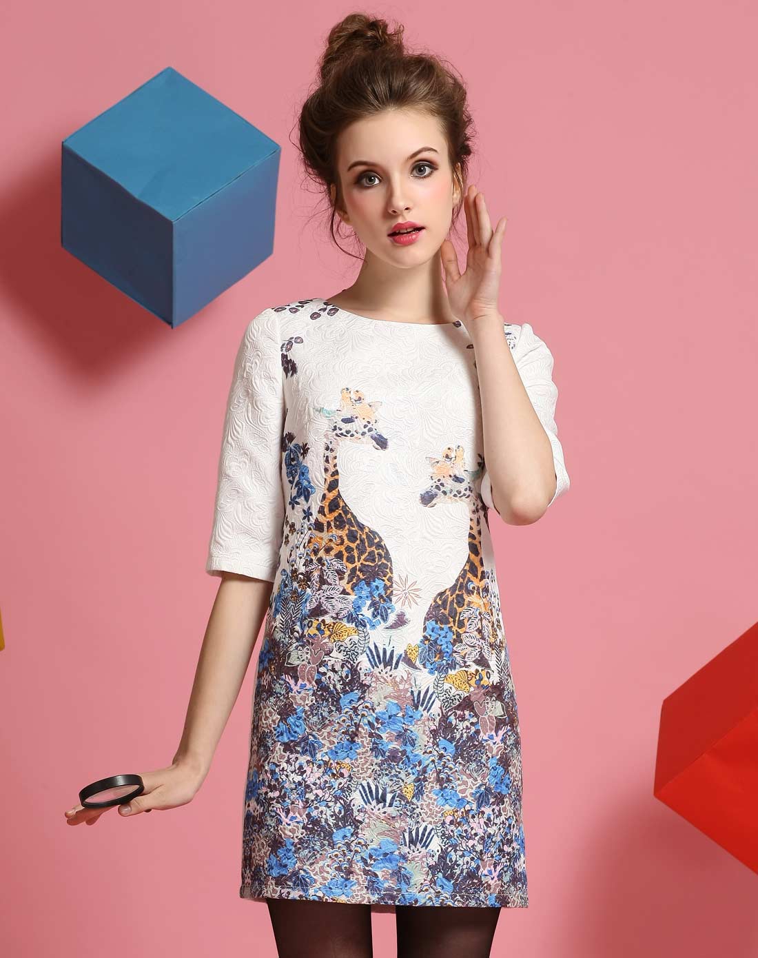 贝茜BESSIE女装移动专场修身印花连衣裙-唯品