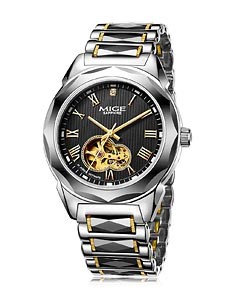 米格MIGE手表专场男款黑色全自动机械镂空镶