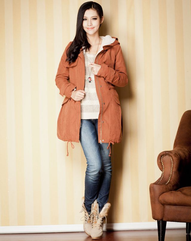 college 摩卡冬日多穿可脱卸棉服-深驼-唯品会P