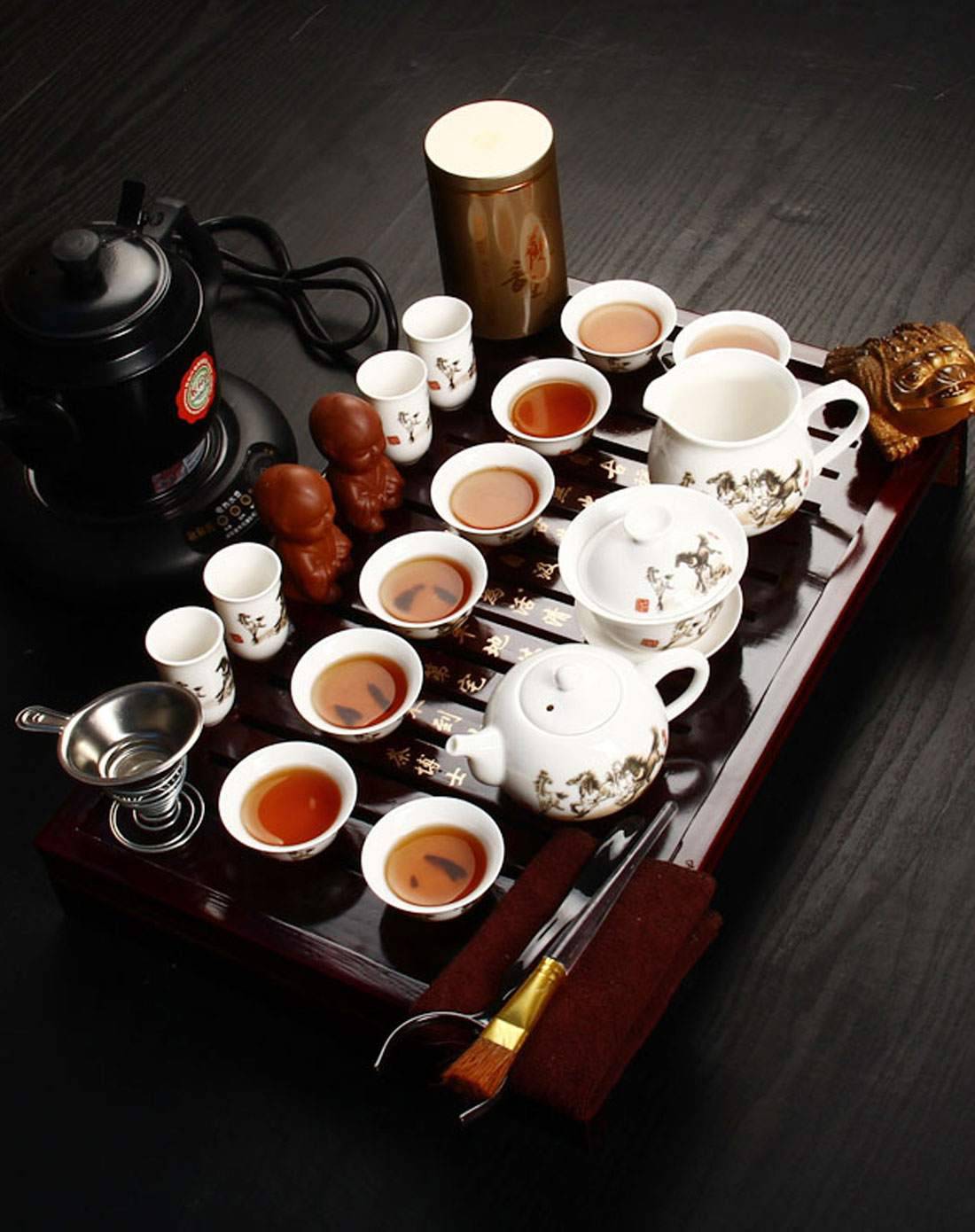 八骏马功夫茶具茶博士茶盘套装-详情