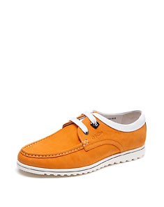 橙色磨砂牛皮优雅系带皮鞋