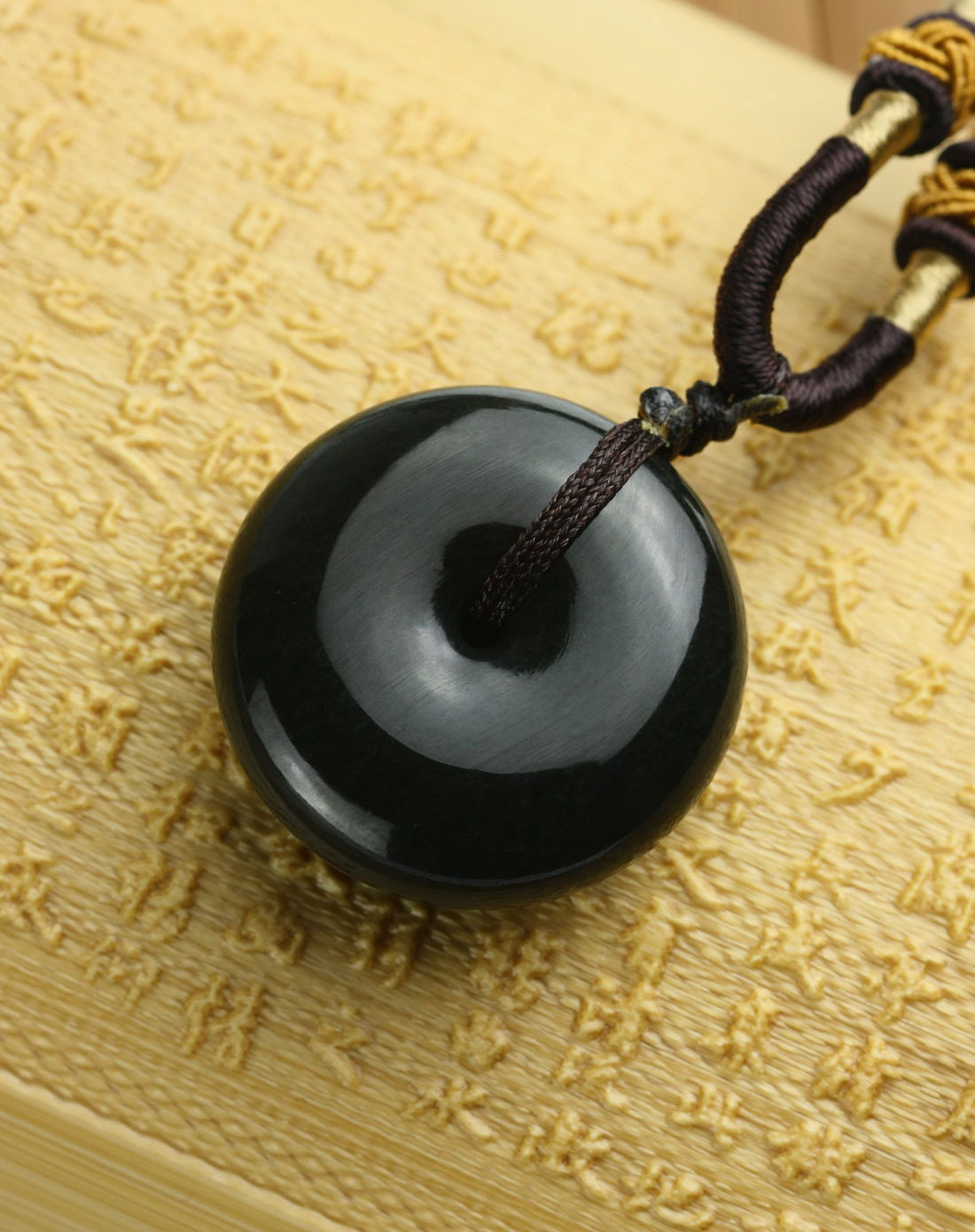 青色和田玉青玉平安扣吊坠深色(附证书)-详情