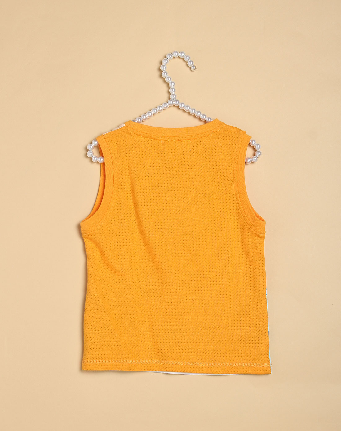 史努比 男童浅橙色印花针织无袖上衣-详情