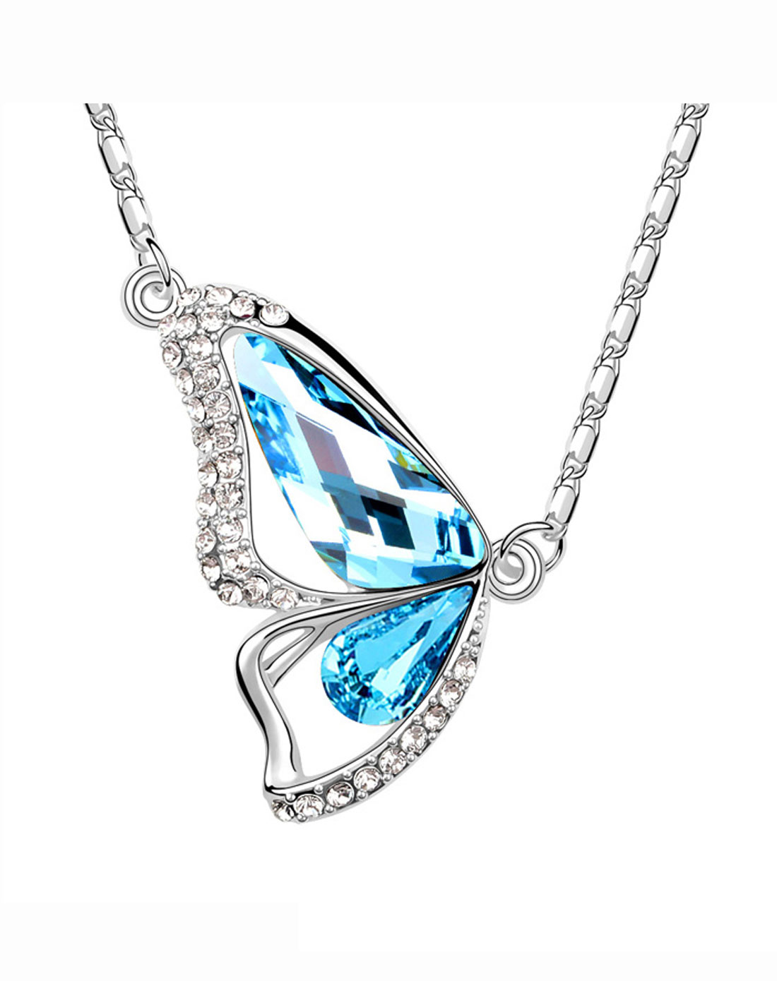 绝美奥地利水晶项链化蝶 海蓝-详情