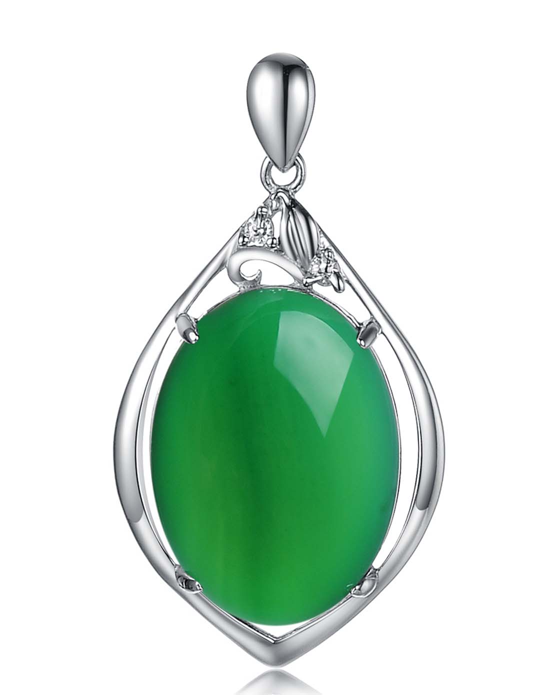 925银镶天然绿玉髓吊坠-唯一-详情