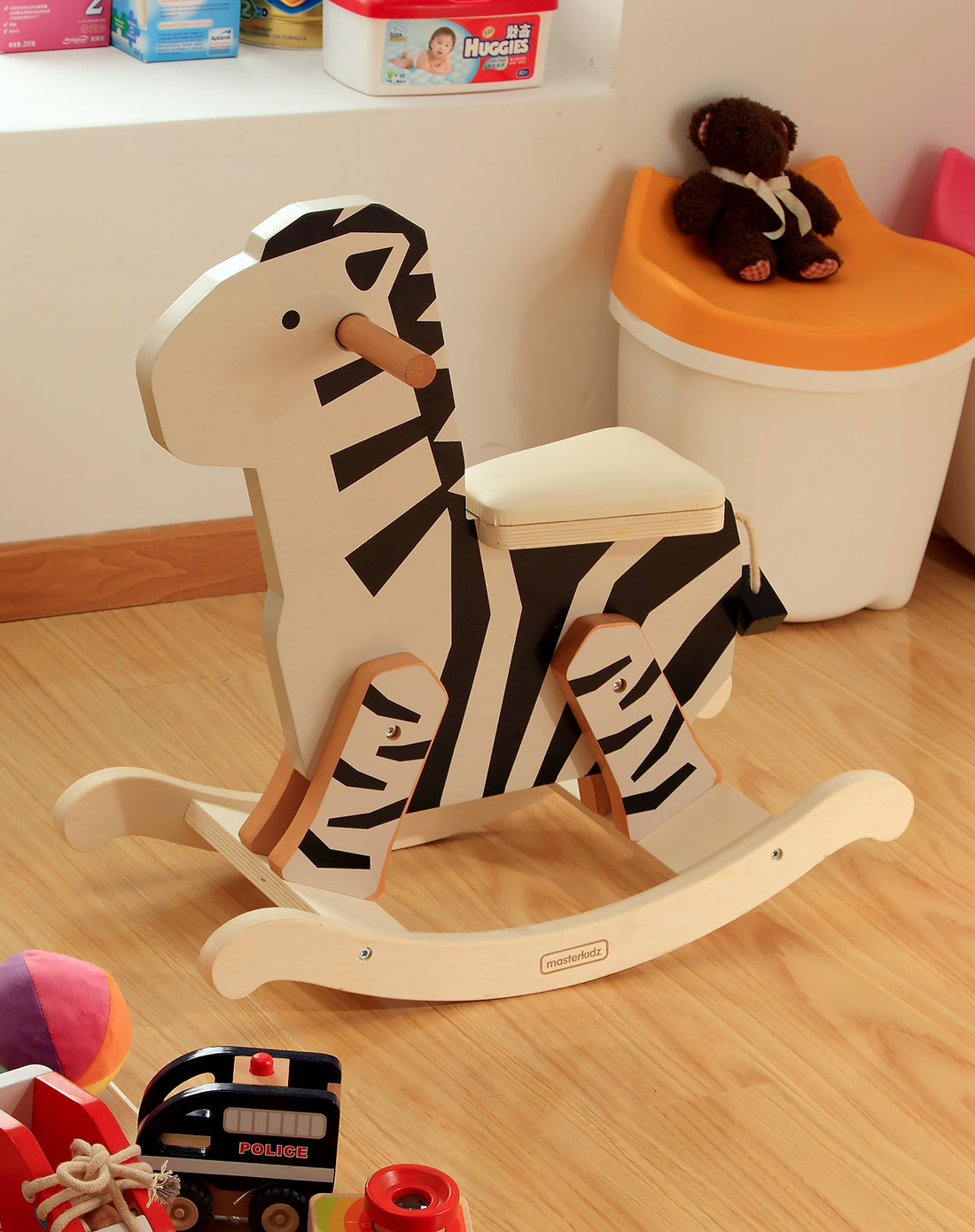 进口白色斑马摇摇玩具车-详情   