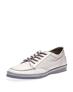 de verli意大利进口米白色牛皮休闲单鞋